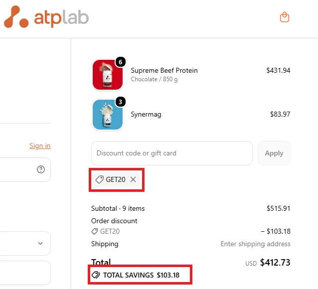 ATP Lab 20% off discount coupon