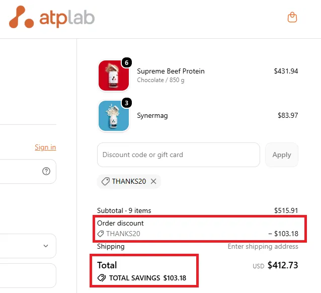ATP Lab 20% off coupon code